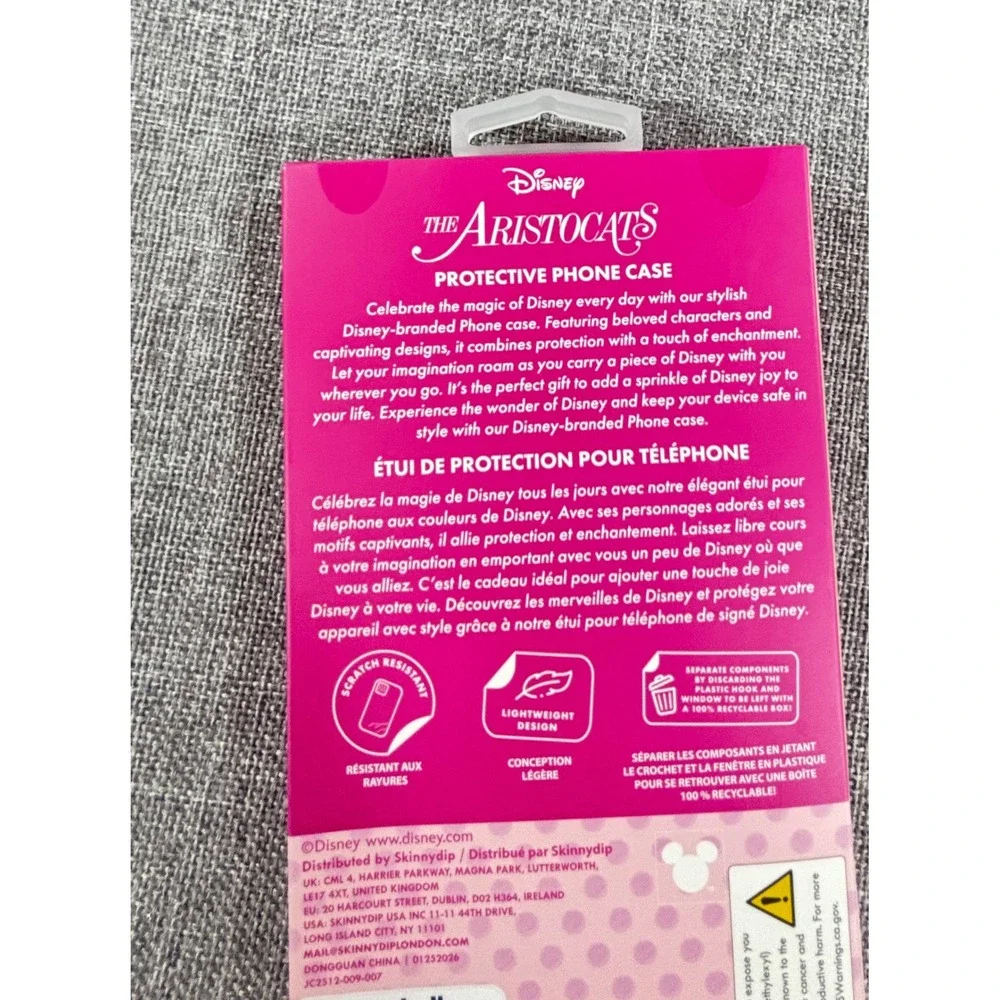 Disney Marie Aristocats iPhone 13 14 15 Case Clear Glitter Pink Wireless Charge